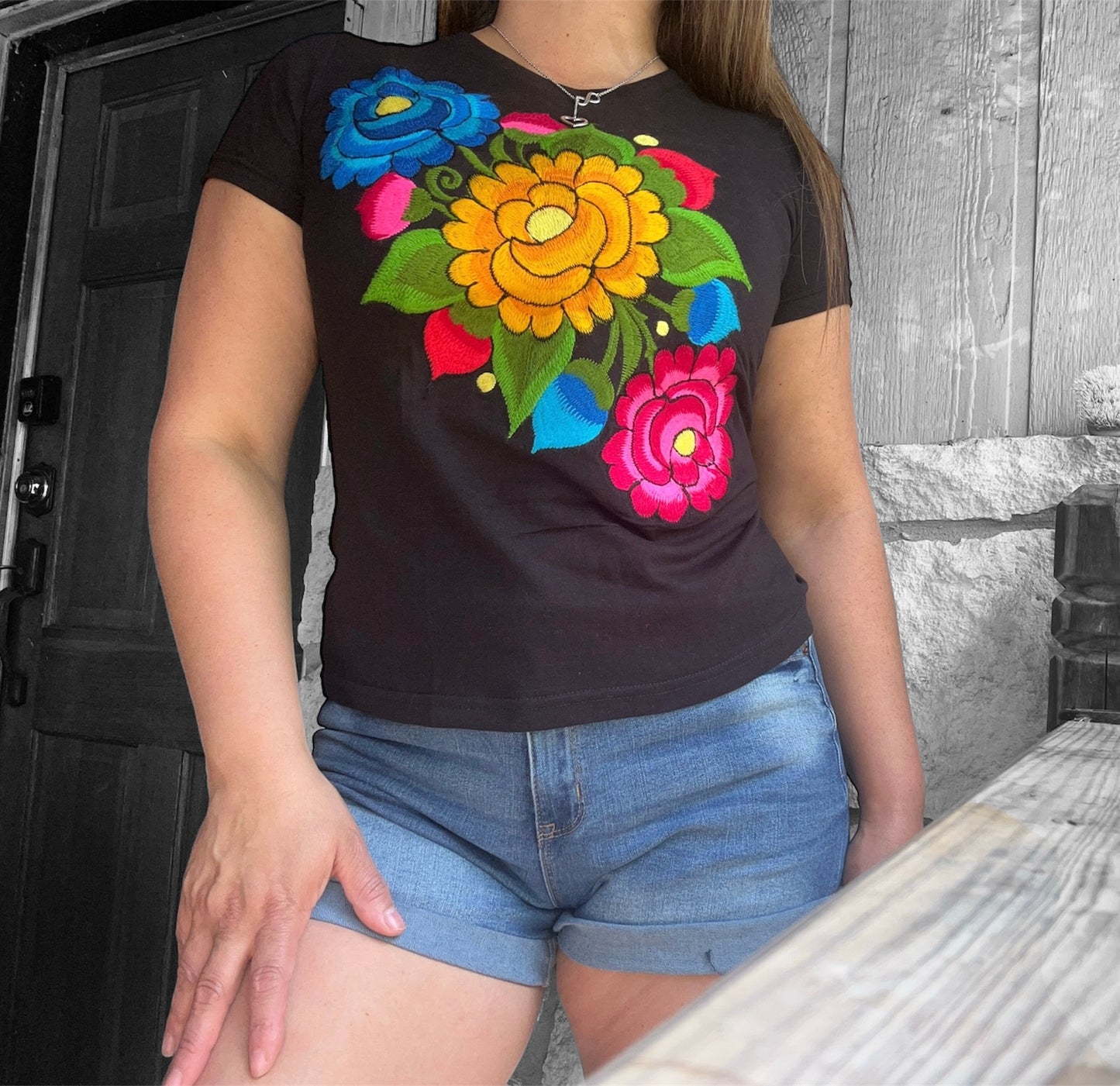 Embroidered T-Shirt Flowers