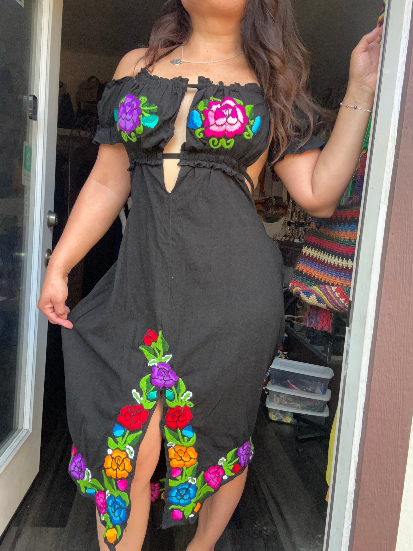 Embroidered sexy dress
