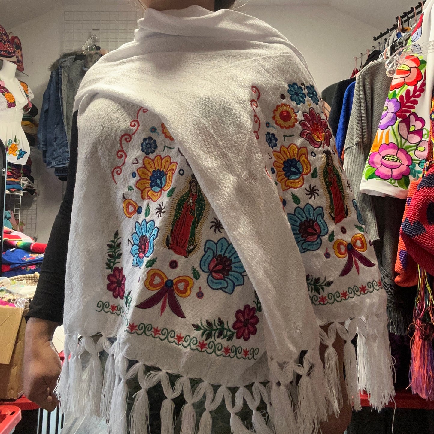 Embroidered Shawl Virgen de Guadalupe