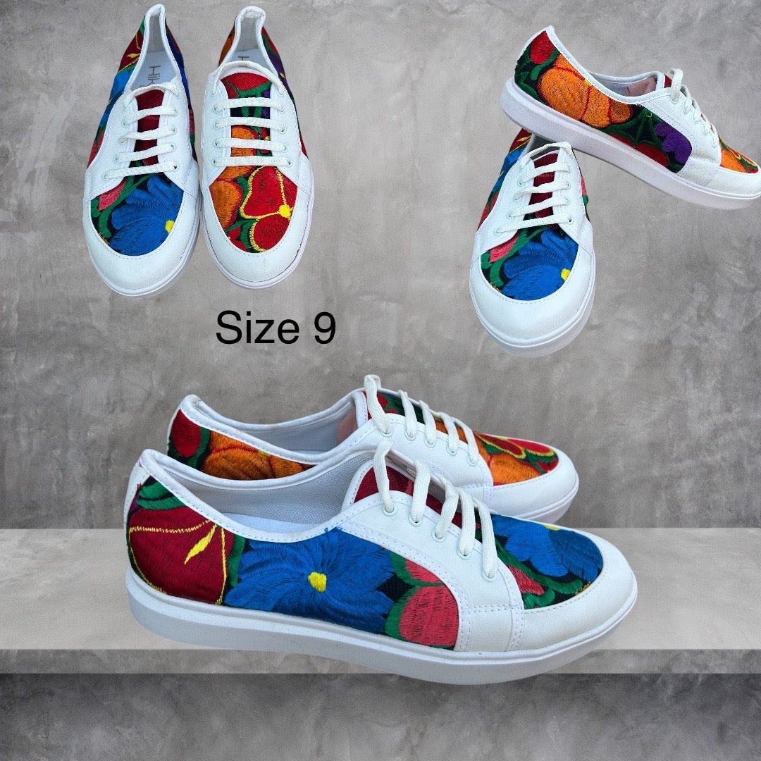 White embroidered sneakers