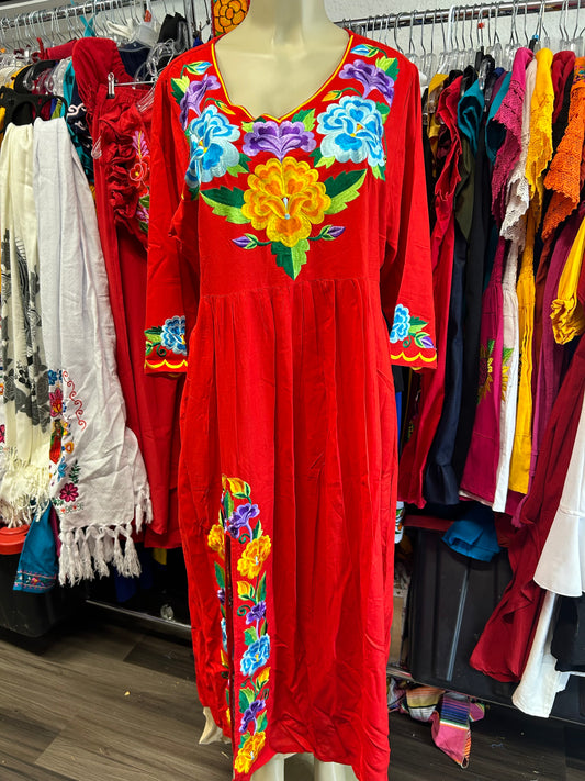 Red flores dress