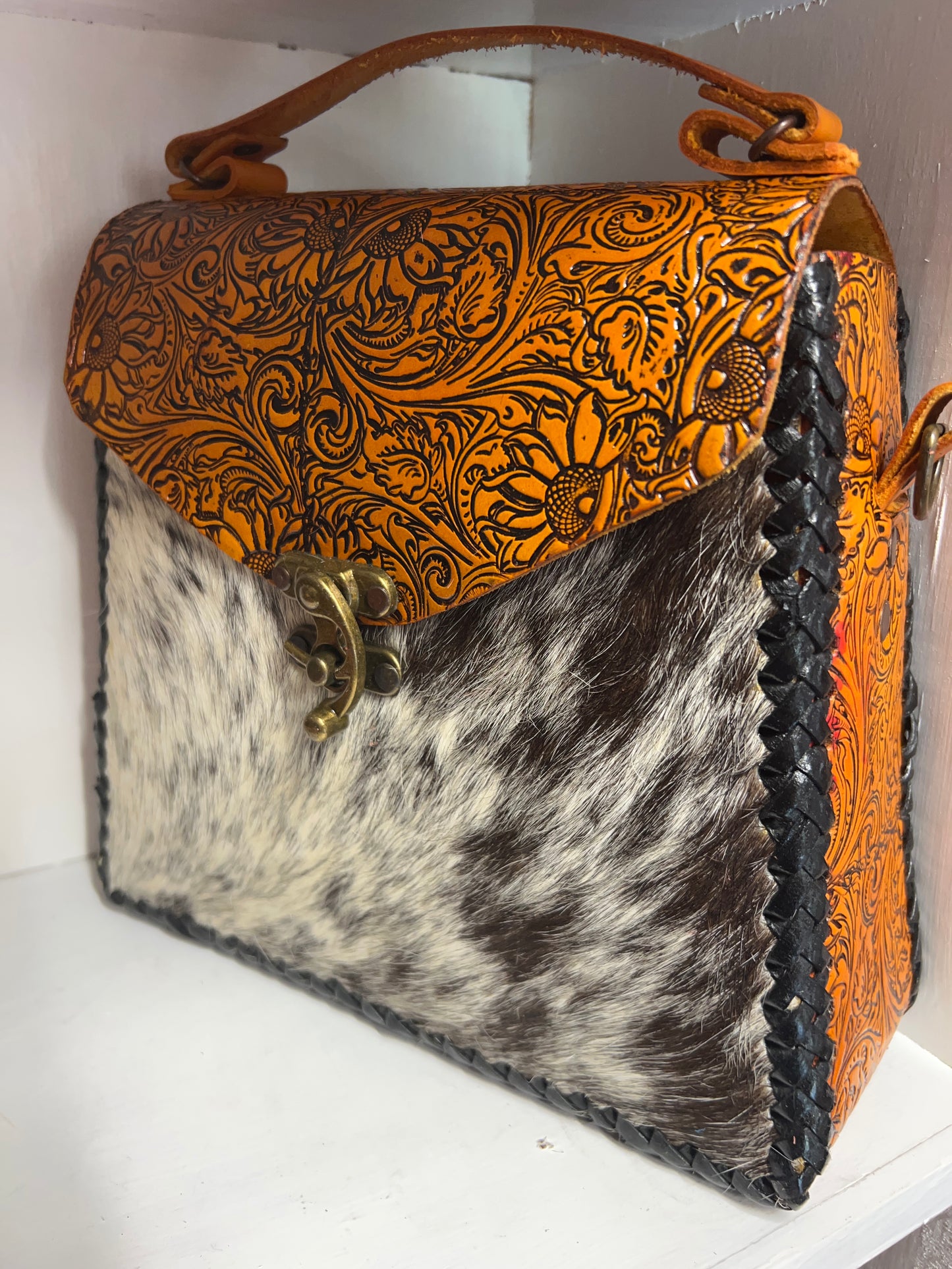 Leather hair purse