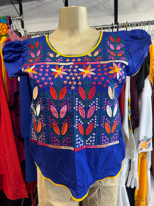 Azul flores blouse