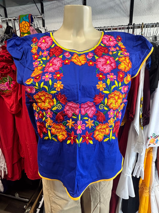 Azul flores blouse